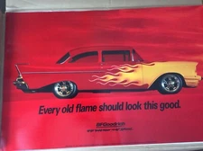 ORIGINAL BF GOODRICH POSTER SIGN 1957 CHEVROLET FLAMES   