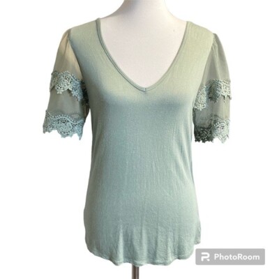 Willow Sage Green Lace Sleeve Low Back Top