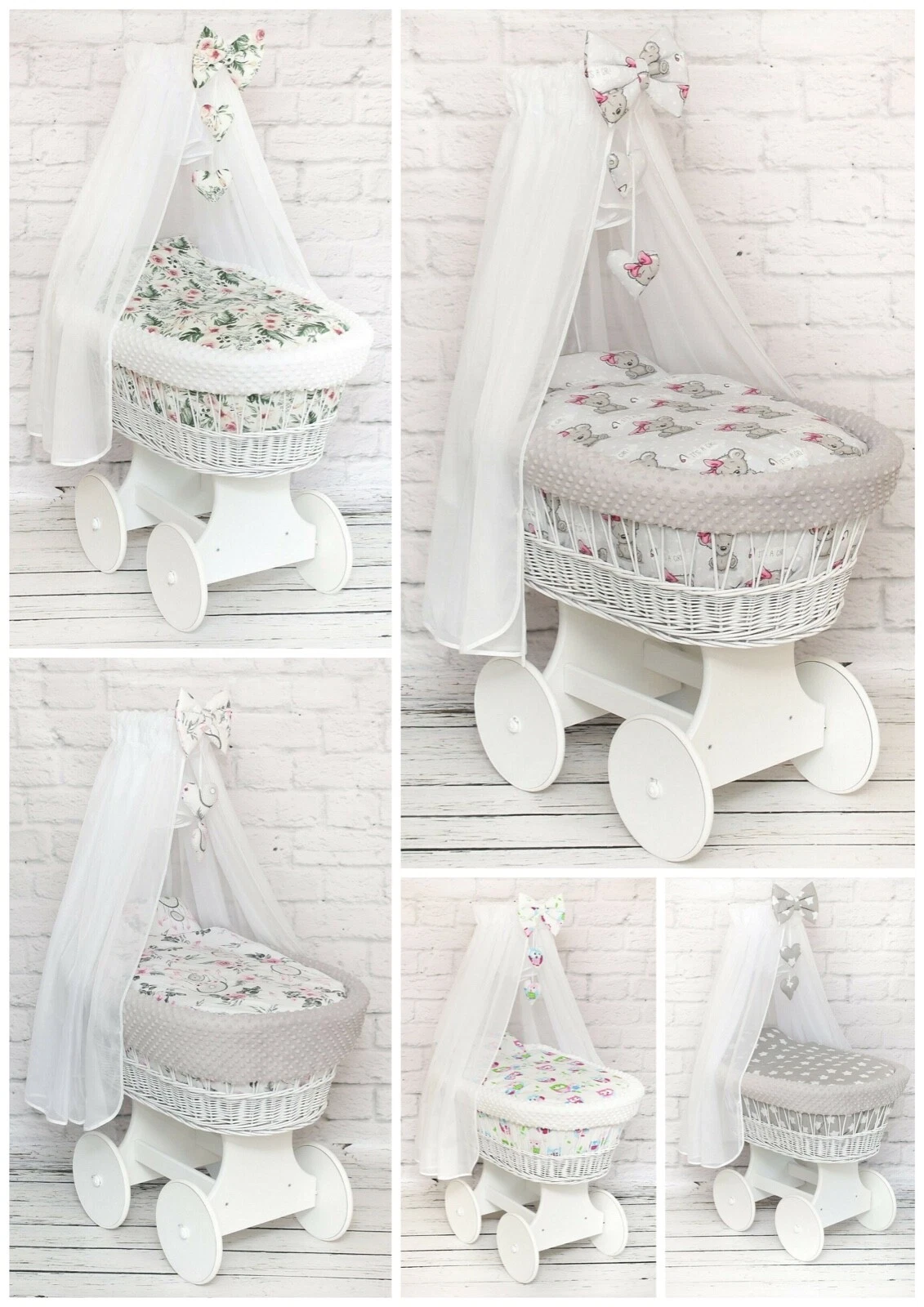Baby Full Dimple Bedding Set With Canopy To Fit Moses Basket Wicker Crib
Opens in a new window or ta