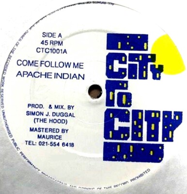 Come Follow Me By Apache Indian - Bhangra Vinyl Record LP