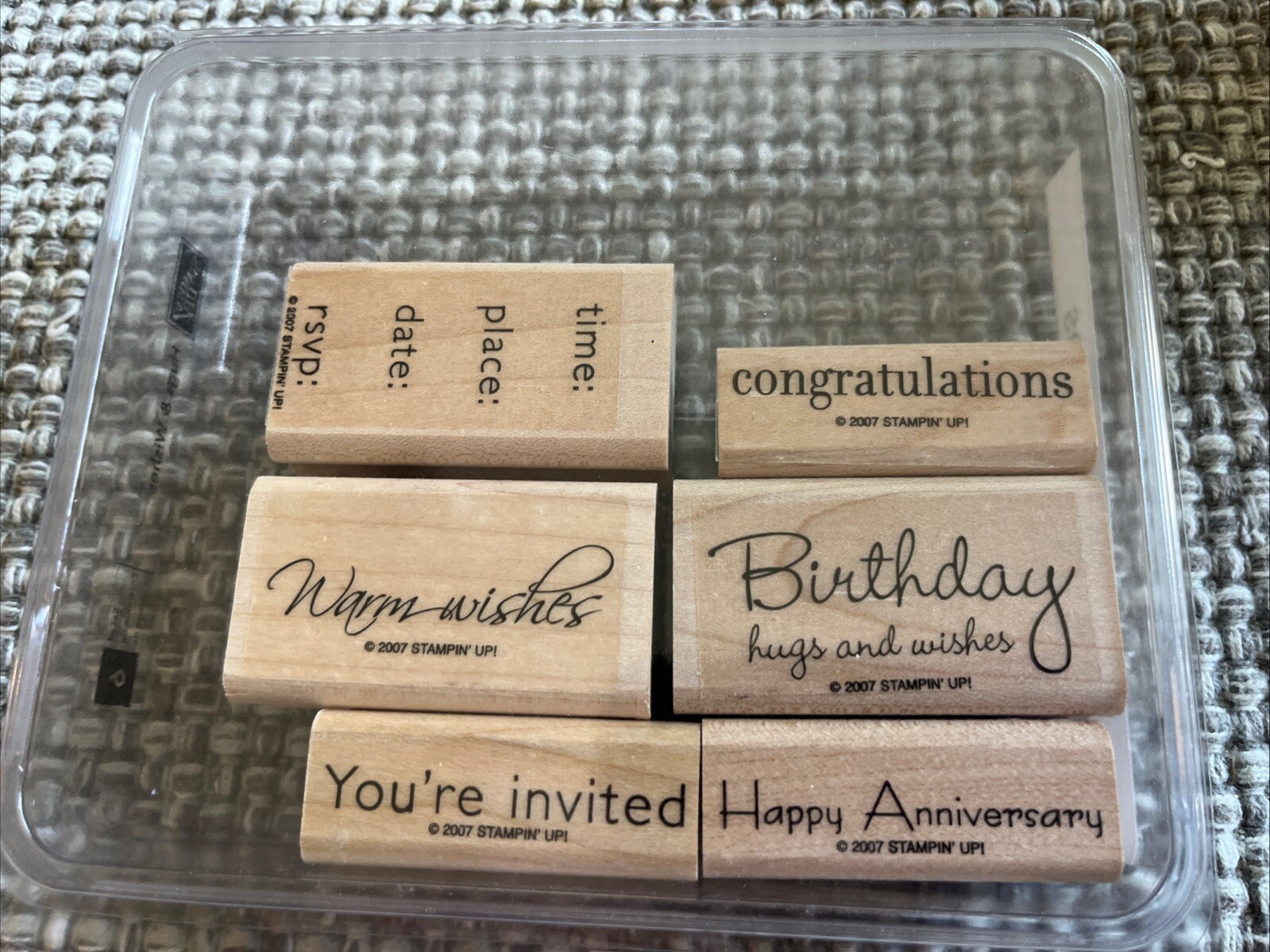 Stampin Up Hugs & Wishes, Complete Set Of 6 Wood Mounted Rubber Stamps ...