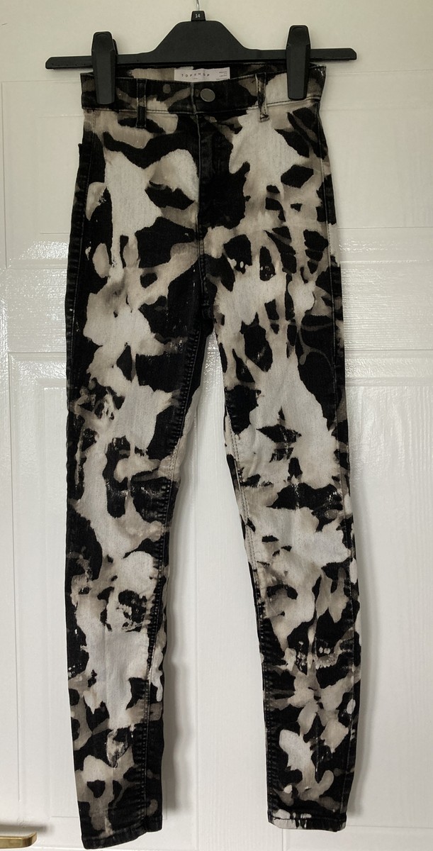 Topshop MOTO JONI Cow Print High Waisted Skinny Jeans W25 L30 | eBay UK