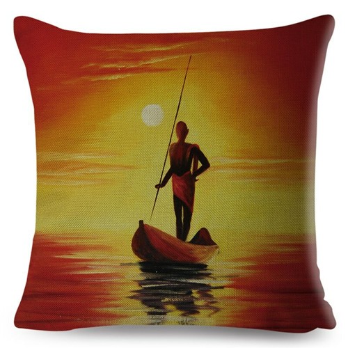 Orange Abstract Painting Africa life Collection African Woman Home Decor Pillow - Picture 32 of 38
