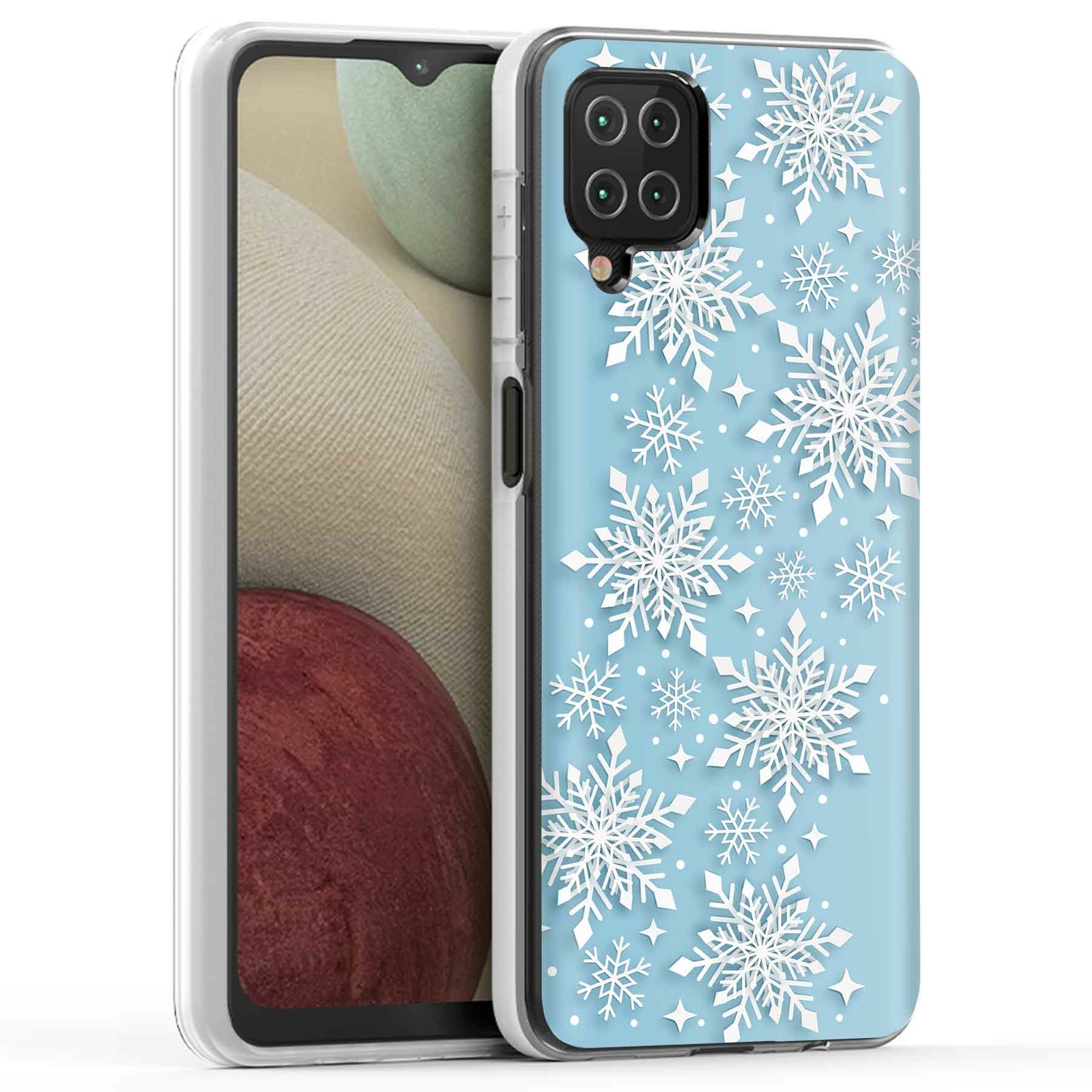 Phone Case Cover for Samsung Galaxy A12,Fly Snowflake Blue Print, USA