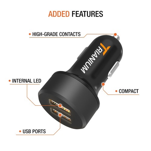 Trianium Car Charger 24W (2 Pack) Dual SmartUSB Port for iPhone, Android phone - Photo 6/7