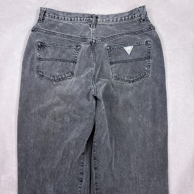 Vintage Guess Jeans Mens 34x34 Black 90s Button Fly Denim Pants