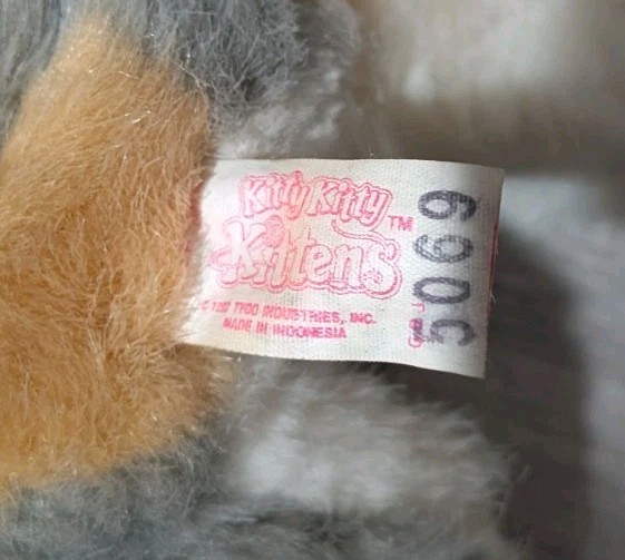Vintage 1992 Tyco Kitty Kitty Kittens Purring Plush Gray Orange