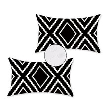 and White Outdoor Pillow Covers 12x20 Waterproof 20" x 12" Pack of 2 Black