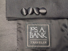 Jos A Bank 100 Wool Mens 2 Piece Tuxedo Suit Black Jacket 40L Pants 36Wx32L