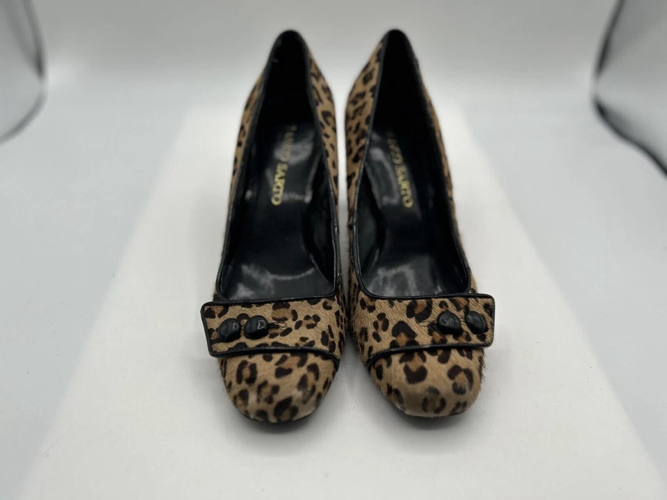 Tacones Franco Sarto para mujer talla 7M marrón gamuza sin cordones punta cuadrada estampado de leopardo Foto 2 de 4