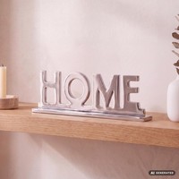 FineBuy Home Schriftzug Deko Wohnzimmer Tisch Dekoration Alu Aluminium Wohndeko