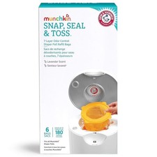 Snap Seal and Toss Diaper Pail Refill Bags 6 Pack Holds Up to 180 Newborn