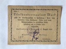 Notgeld Falkenburg na Pomorzu, Złocieniec, 500 000 marek z 17 sierpnia 1923