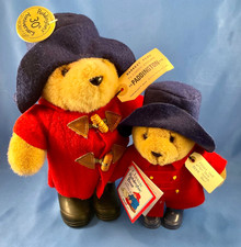 Lot of 2 Paddington Bear Dolls 8   11   Boots, Blue Hats Red Jackets Tags 803