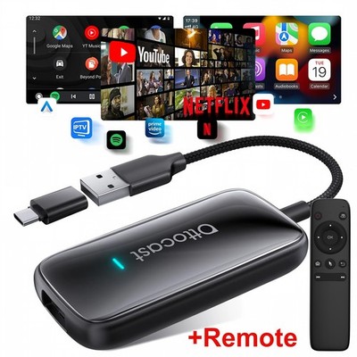 10 APP-IN-1 Ottocast AiBox Wireless CarPlay Adapter Dual WIFI Youtube+TK +Remote