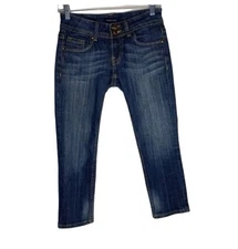 Vigoss Jeans Women’s 1/2 26 Blue Denim New York Flap Crop Low Rise Capri Stretch