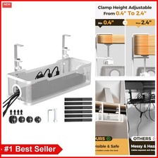 Under Desk Cable Management Tray White Clamp On Wire Organizer Cord Management