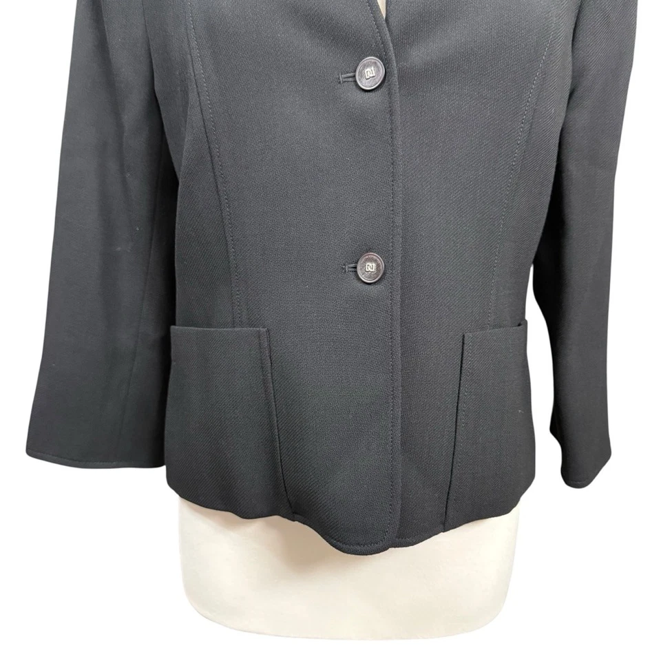 Blazer Doncaster 100 % lana negro para mujer talla 12 chaqueta de carrera nuevo con etiquetas Foto 3 de 4