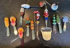Lot Charcuterie Cheese Utensils Knives Spreaders + Christmas Fall Easter Winter
