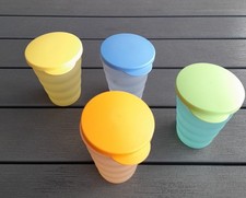 Tupperware Junge Welle 4x Trinkbecher im Set  mit Deckel 330ml - bunt Tupper 