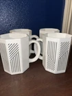 Vintage Art Deco Arcopal France WHITE With Octagonal Milk Glass MUG SET