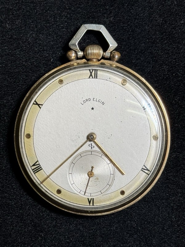 Beautiful Rare 1948 Lord Elgin 21J 14K Gold Filled Pocket Watch Working