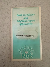 Cabbage Patch Kid Doll Birth Certificate Beverly Violette