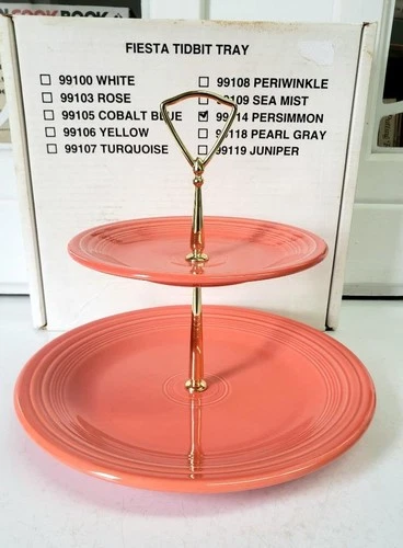 Laughlin Fiesta Ware 2 Tier Persimmon Tidbit Serving Tray NIB Orange New In Box