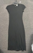 Ann Taylor Shift Maxi Dress Womens Size 2 Black Short Sleeve Crew-Neck 