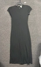 Ann Taylor Shift Maxi Dress Womens Size 2 Black Short Sleeve Crew-Neck 