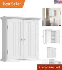 Stylish White Bathroom Wall Cabinet - Space Saver with 2 Doors & 3 Compartments