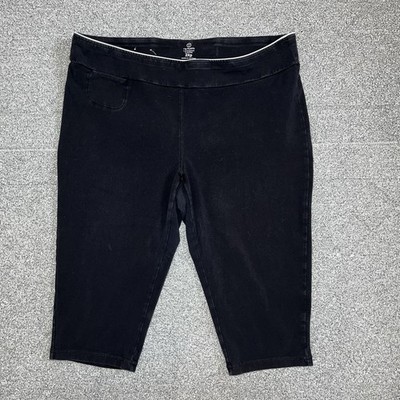 T by Talbots Capri Leggings Womens 2XP Black Back Zipper Active Stretch Yoga