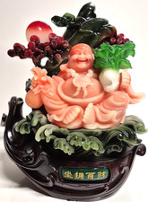 Feng Shui Glücksfigur - Pakchoi Glücksbuddha Figur für Wohlstand Chinakohl Deko