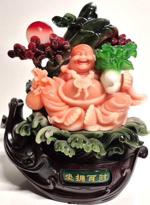 Buddha Figur Pak Choi Figur (Chinakohl) in Jade Optik Feng Shui Deko Geschenk