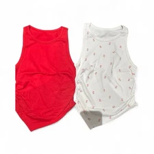 OQQ Women's 2 Piece Tank Tops Ruched Crew Neck Sleeveless Basic Stretch, SZ MD