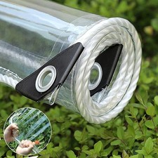 Clear Tarp with Grommets 8x12ft 14Mil Transparent Heavy Duty PVC Tarpaulin
