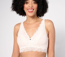 Maya J Women's Bra Sz XL Breezies Natural Curves Wirefree Lace Yellow A647769