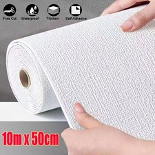 10M Thicken Self-adhesive Thermal Insulation Wallpaper Linen Plain Wall Sticker