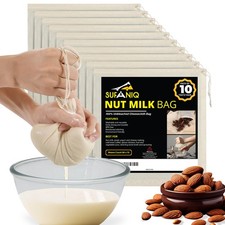 Nut Milk Bag 12x12 Inch Unbleached Cotton Cheese Cloth Straining, Set 10 PCS