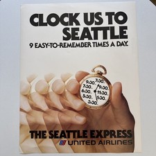 Vintage United Airlines Poster Seattle 22 X 28