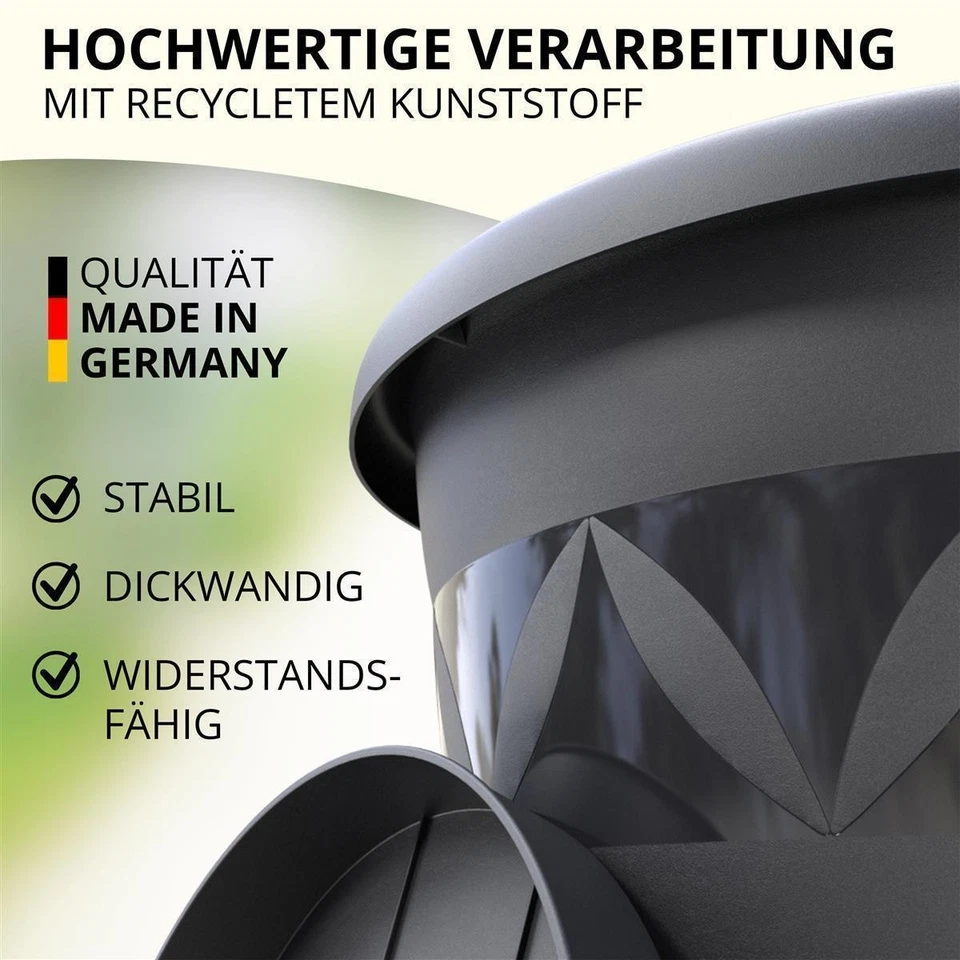 Blumentopf mit Untersetzer Pflanzkübel Blumentöpfe Blumenkübel Garten Topf rund - Bild 2 von 4