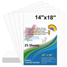 25 Pcs White Poster Board Paper 14x18 Bulk, ROOKEA Blank Graphic Display