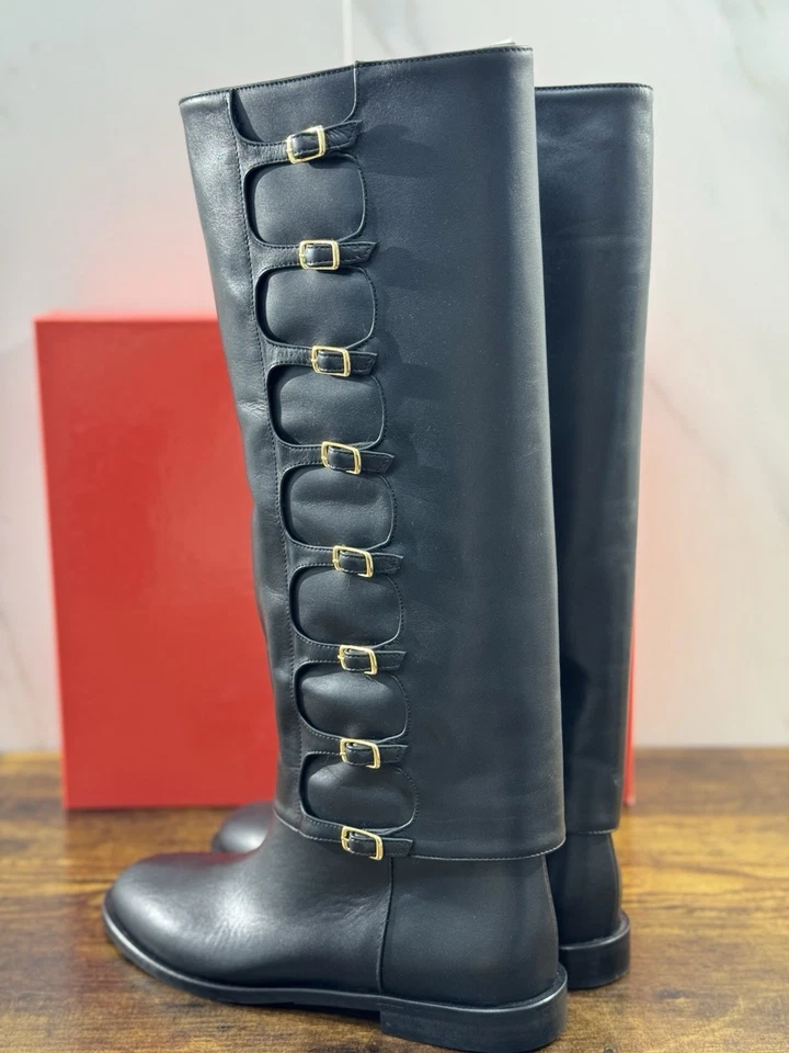 WO Milano Bottes Femme Cuir Noir Casual Tacco Luxe 36 - Photo 3/4