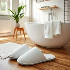 Disposable Slippers Closed Toe Spa Slippers White Non-Slip Hotel Travel Guests