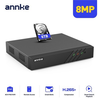 ANNKE 8MP 4K POE Überwachungskamera 8-Kanal NVR Fernzugriff Bewegungserkennung