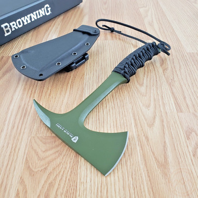 Browning Shock'N Awe Axe 6.5'' Green 1055HC Steel Head Black Cord Wrapped Handle