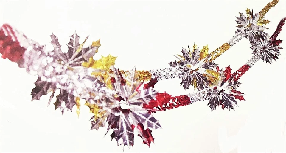 Christmas 2 x Red Silver Gold Foil Ceiling Hanging Decorations Garlands Stars