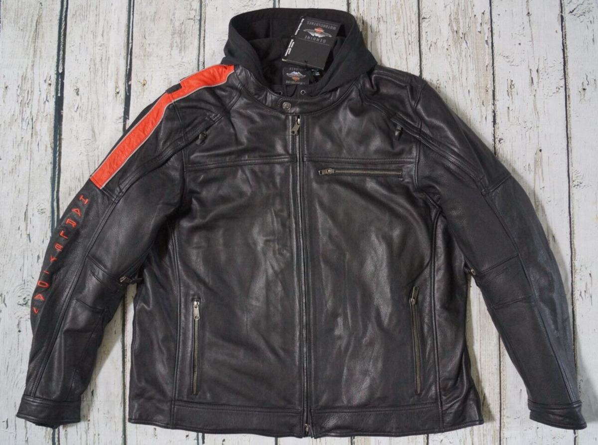 Harley Davidson Men HWY-100 Reflective Leather Jacket Hoodie Harley Davidson Men HWY-100 Reflective Leather Jacket Hoodie