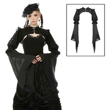 DARK IN LOVE Spitzen-Bolero Weite Glockenärmel Schwarz Spitze Chiffon GOTHIC