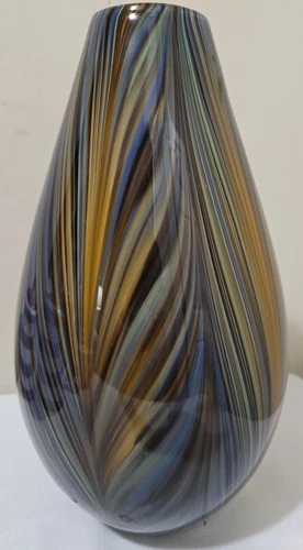 Vintage 1970s Murano Glass OnionSkin Swirl Art VaseThick HeavyHandblown Gorgeous